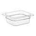 A Vigor clear polycarbonate food pan.