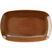 A brown rectangular Venus coupe platter with a brown rim.