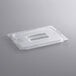 A clear plastic lid with a handle.