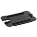 A black plastic food pan lid with a notch.
