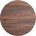 A Lancaster Table & Seating Excalibur round wooden table top with a textured walnut finish.