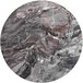 A white circular Lancaster Table & Seating Excalibur table top with a black and white marble pattern.