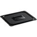 A black plastic Vigor food pan lid with a handle.