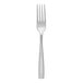 A silver Fortessa Ringo dinner fork with a curved handle.