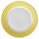 Corona by GET Enterprises PA1600902524 Calypso 10 inch Bright White Porcelain Rolled Edge Plate with Yellow and Coral Rim - 24/Case