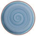 a close up of a blue and white swirl