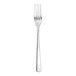 A close-up of a Fortessa Scalini stainless steel dinner fork with a silver handle.