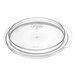A clear plastic lid with a circular design.