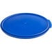 A blue polypropylene lid with a handle.