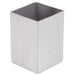 A silver square container with a white background.