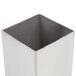 A Tablecraft stainless steel square sugar caddy with a black lid.