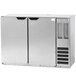 A silver stainless steel Beverage-Air wine refrigerator with two doors.