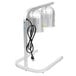 A silver Avantco free standing heat lamp with a wire.