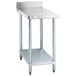 A Regency stainless steel work table with a galvanized undershelf.