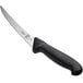 a knife with a black handle