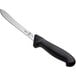 A Mercer Culinary semi-flexible fillet knife with a black handle.