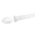 A white plastic flange with a round hole for a white #12 sausage stuffer tube.