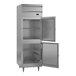 A large silver metal Beverage-Air holding cabinet with two white half doors.