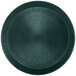 A dark green circular polypropylene deli server with a circular pattern on the rim.