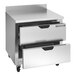 A stainless steel Beverage-Air worktop refrigerator cabinet with two drawers.