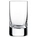 A clear Schott Zwiesel shot glass with a small rim.