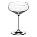 A clear Schott Zwiesel Coupe wine glass with a stem.