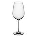 A close-up of a clear Schott Zwiesel Forte red wine glass with a short stem.