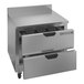 A stainless steel Beverage-Air worktop freezer with two drawers.