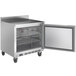 A stainless steel Beverage-Air worktop freezer with a door open.