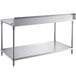 A Regency stainless steel poly top work table with undershelf.