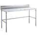 A Regency stainless steel work table with a white poly top.