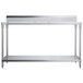 A Regency stainless steel poly top work table with undershelf and backsplash.
