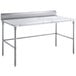 A Regency poly top work table with a white poly top and metal legs.