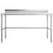 A Regency stainless steel poly top work table with an open base.