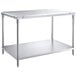 A Regency stainless steel poly top work table with undershelf.