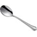 An Acopa Sienna stainless steel bouillon spoon with a handle.