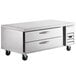 A stainless steel Beverage-Air chef base with two drawers on wheels.