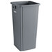 A grey Lavex rectangular plastic trash can.