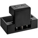 A black rectangular Luxor KwikBoost EdgePower charging unit clamped to a table with power outlets.