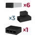 A group of black rectangular Luxor EdgePower charging stations.