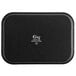 A black rectangular Choice fiberglass non-skid serving tray with white text.