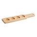 An Anchor Hocking Barbary Wood flight paddle with 12 holes in it.