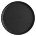 A black round non-skid serving tray.