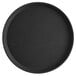 A black round fiberglass non-skid serving tray.