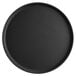 A black round fiberglass non-skid serving tray.