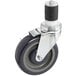 A black and grey Polyurethane caster wheel with a metal and rubber tire.