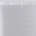 A close-up of a San Jamar translucent plastic food pan with measurements on it.