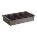 A brown plastic container with four compartments.
