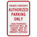 A Lavex red aluminum composite sign with white text that says "Private Property / Authorized Parking Only"