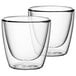 Two Villeroy & Boch Artesano Barista double wall glass cups on a white background.